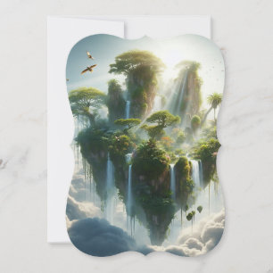 Uma ilha surreal flutuante no céu