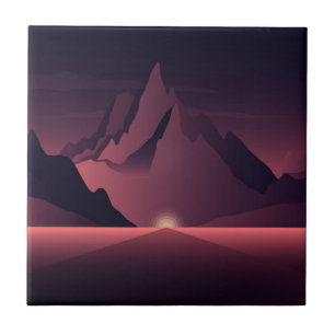 Uma ilustração de pôr do sol na montanha