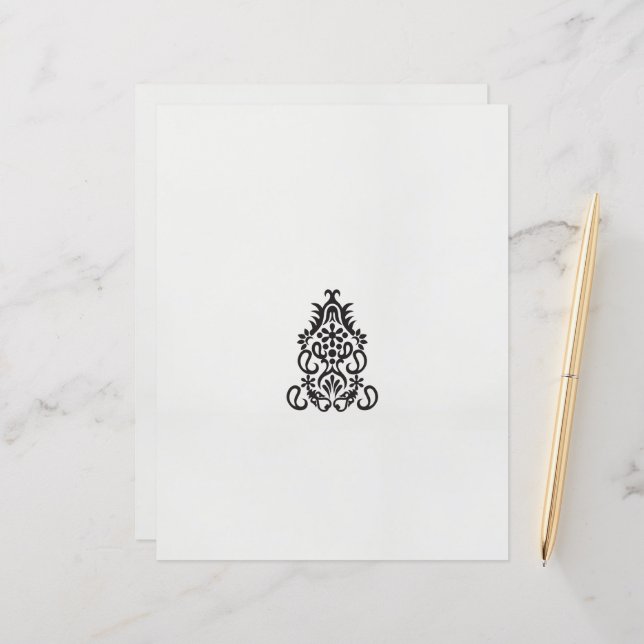 uma imagem em preto e branco de um design ornament (Frente/Verso In Situ)