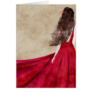 uma jovem mulher com o cartão longo do cabelo