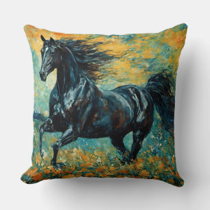 Uma linda almofada de cavalo preto