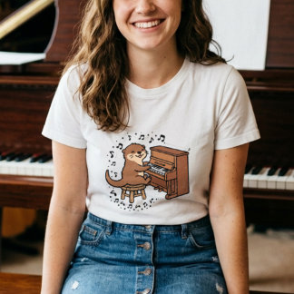 Uma lontra adorável tocando piano