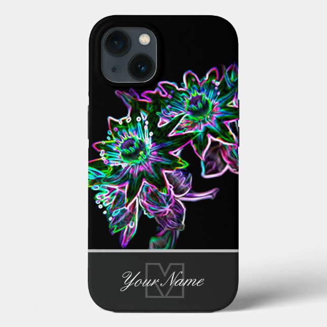 Uma macro de neon-Pop-Art florescente com Monogram (Verso)