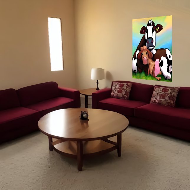 Uma mãe de vaca e uma criança | AI Art Poster (Criador carregado)