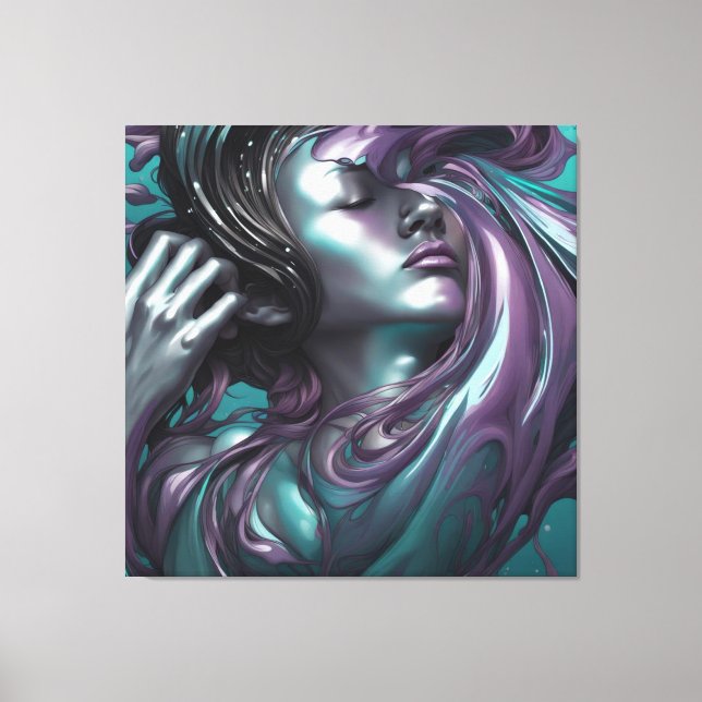 Uma mulher face em roxas roxas Canvas estressada (Frente)