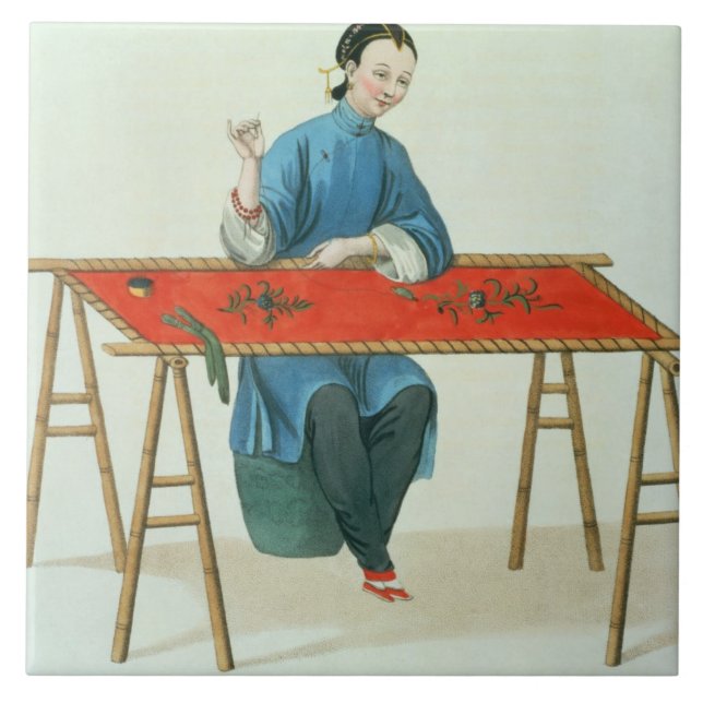 Uma mulher que borda, chapeia 41 'do traje o (Frente)