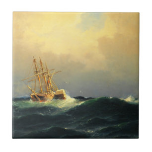 Uma nave de vapor em uma tempestade no oceano Atlâ