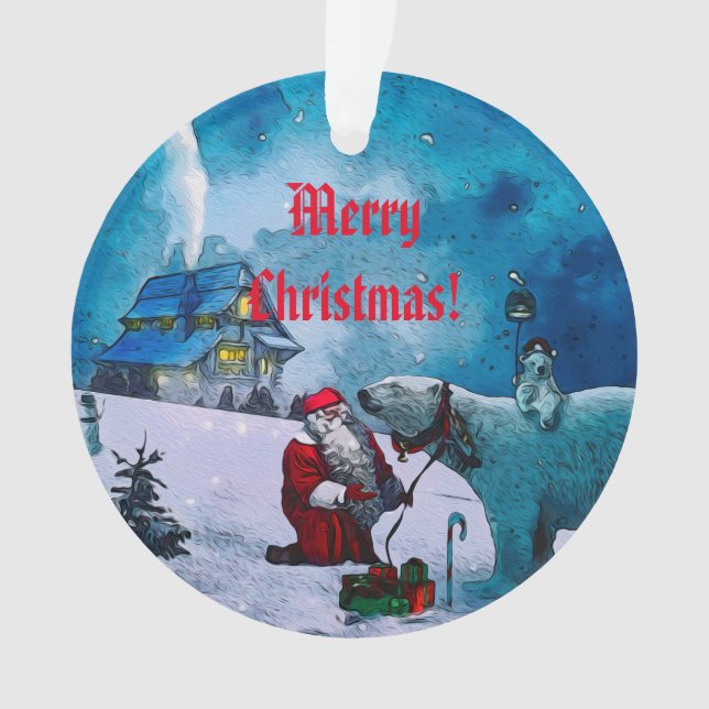 Uma Noite com Papais noeis - Ornamento Cerâmico de (Frente)
