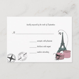 Uma Noite Em Paris Cartão RSVP Personalizado
