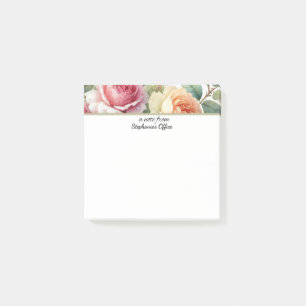 Uma Nota Do Bloco De Notas De Rosas De Escritório 