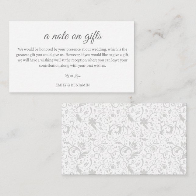 Uma Nota Sobre O Cartão De Invólucro De Presente (Frente/Verso)