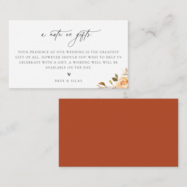 Uma Nota Sobre Presentes Queda De Cartão De Invólu (Frente/Verso)