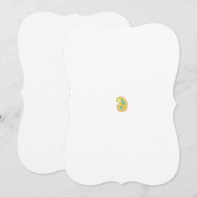 uma paisagem amarela e verde com folhas e flores (Frente/Verso)