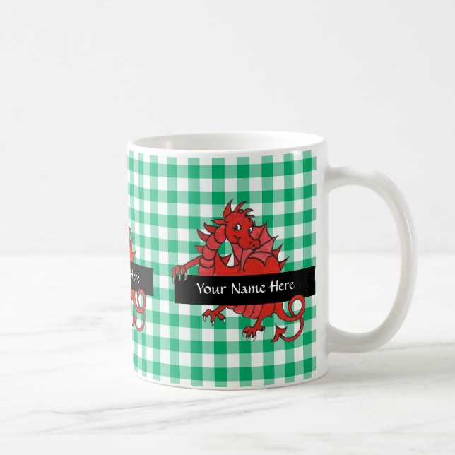 Uma pequena caneca de café com dragão vermelho par (Direita)