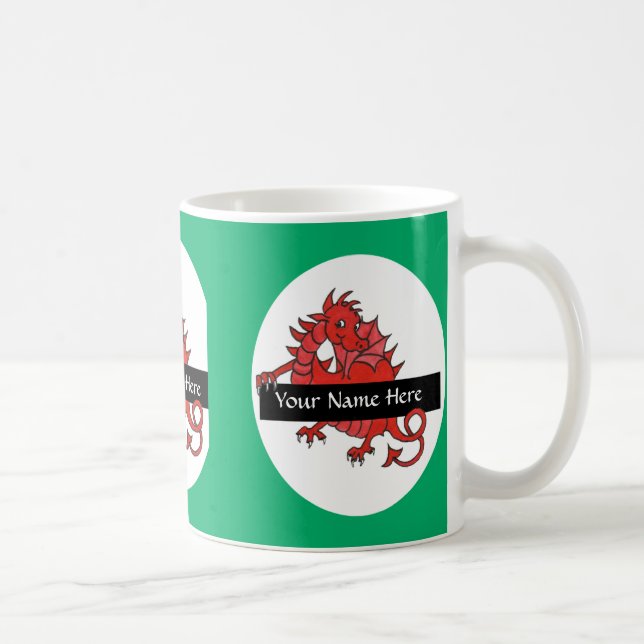 Uma pequena caneca de café com dragão vermelho par (Direita)