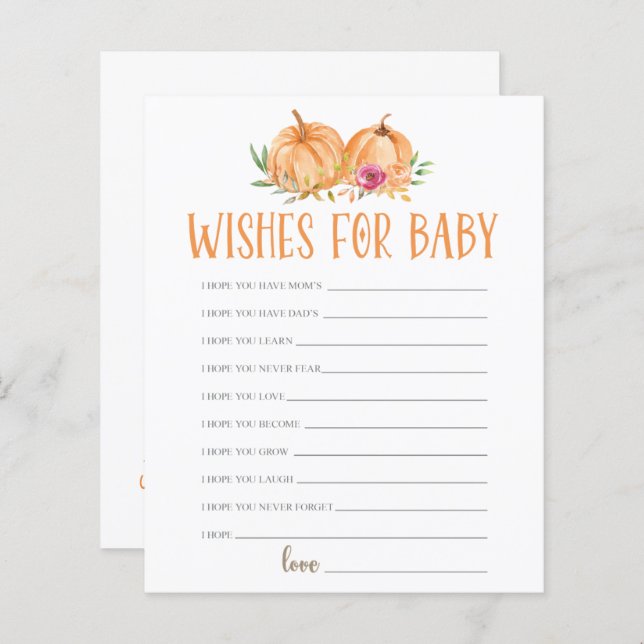 Uma Pequena Pumpkin Floral Watercolor Deseja Bebê (Frente/Verso)