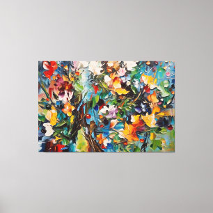 uma pintura de flores numa canvas