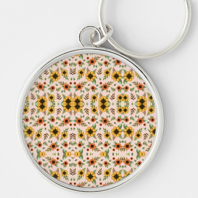Uma pulseira de chaveiro redonda com um desenho de (Frente)