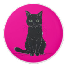 Uma puxador de porta de gato preto