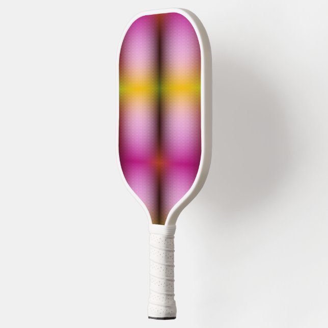 Uma raquete de pickleball com um rosa e roxo vibra (Left)