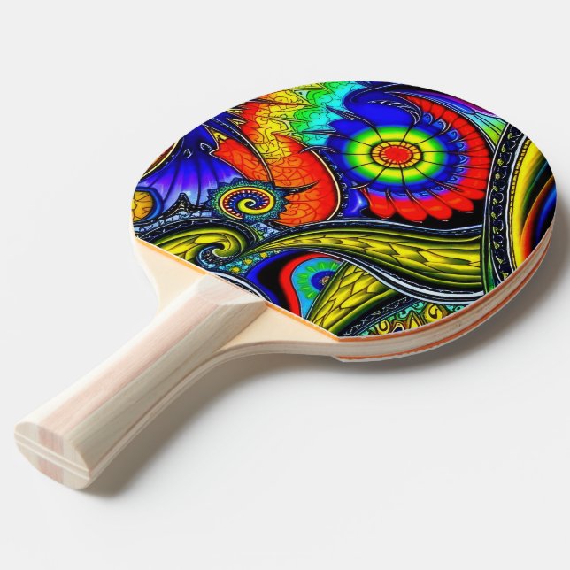 Uma Raquete de Ping Pong Decorada (Frente inclinada)