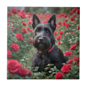 "Uma Rosa vermelha para o Black Scottish Terrier"