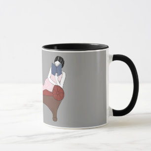 Uma senhora, um gato e caneca muito boa do livro