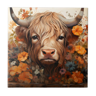Uma Série de Design de Vaca das Terras Altas Flora