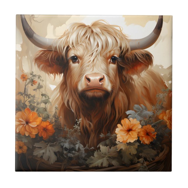 Uma Série Floral Highland Cow Design 2 (Frente)