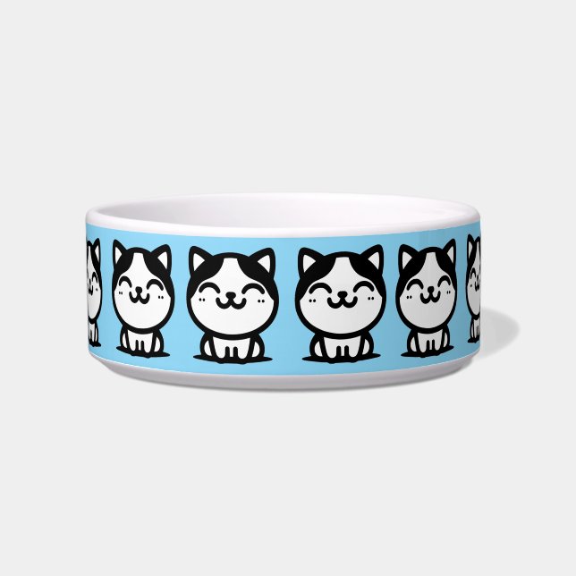 Uma tigela de gatos azul clara fofa (Frente)