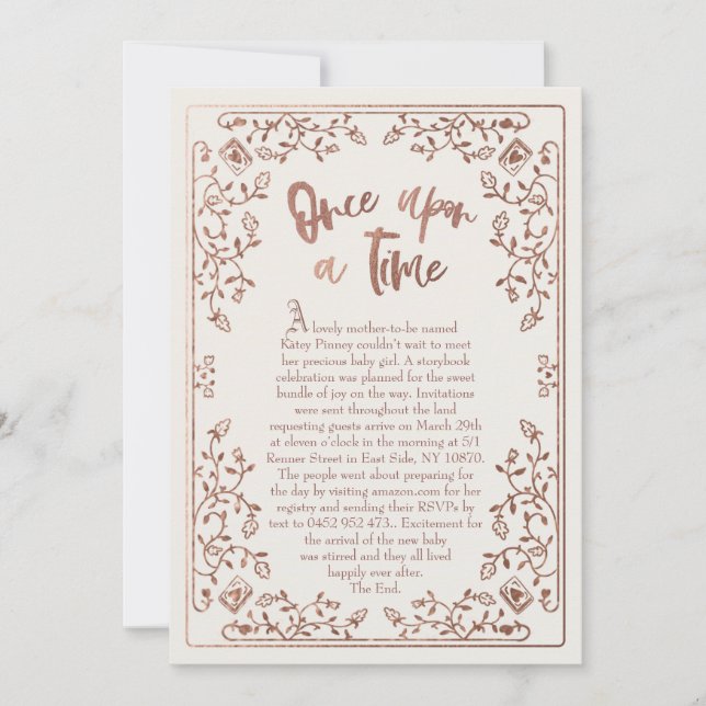 Uma Vez Em Um Convite De Chá de fraldas De Storybo (Frente)