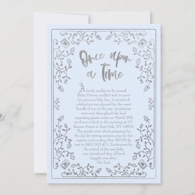 Uma Vez Em Um Convite De Chá de fraldas De Storybo (Frente)