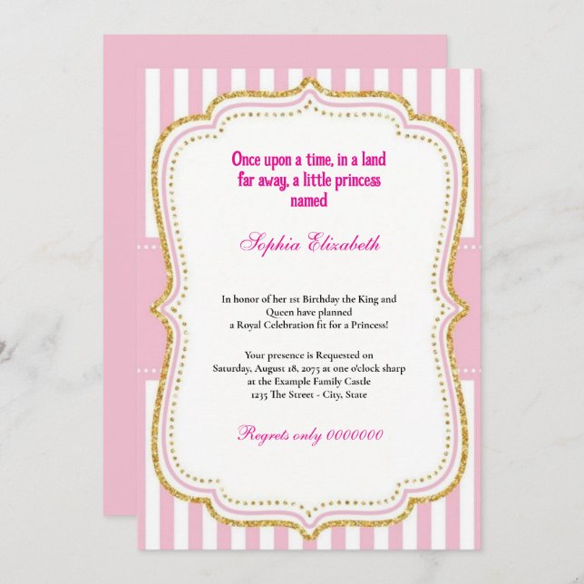 Uma vez em um convite para o primeiro aniversario  (Frente/Verso)