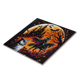 Uma viagem mística com um cavalo de Halloween à no