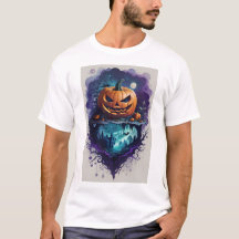 Uma vibrante camiseta de abóbora do Halloween.