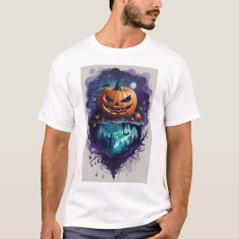 Uma vibrante camiseta de abóbora do Halloween.