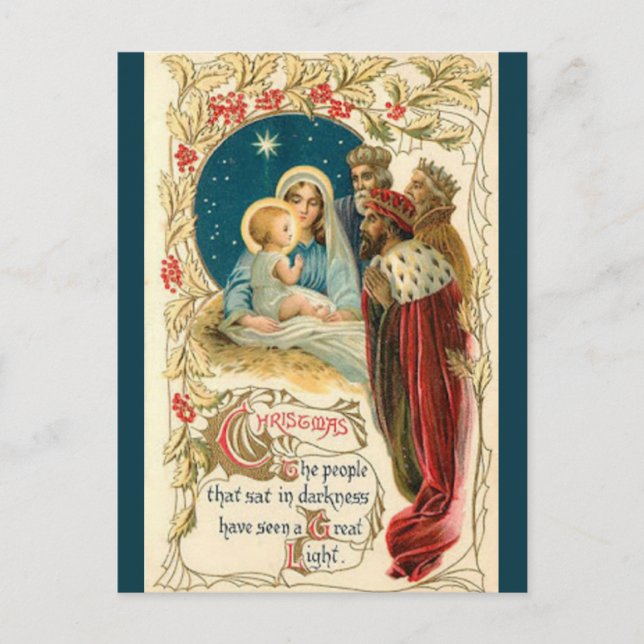 Uma visita do cartão postal de Natal dos Três Sábi (Frente)