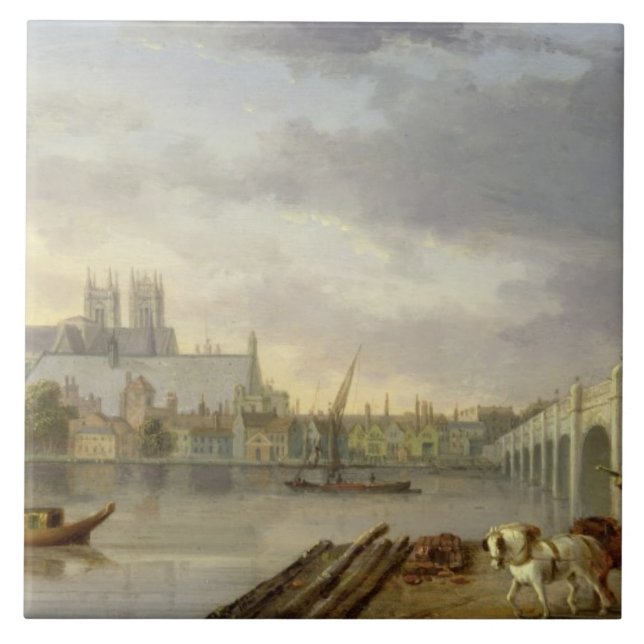 Uma vista da ponte de Westminster e da abadia do (Frente)