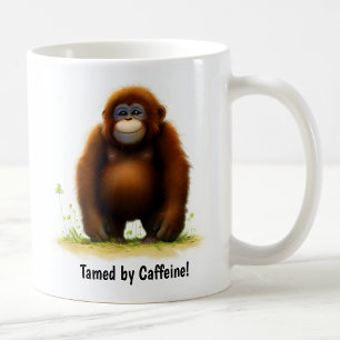 Uma Xícara de café Orangutan Pintada em 3D