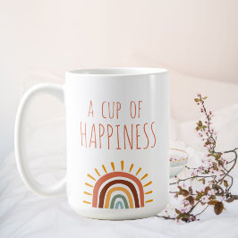 "Uma xícara de felicidade", caneca arco-íris do bo