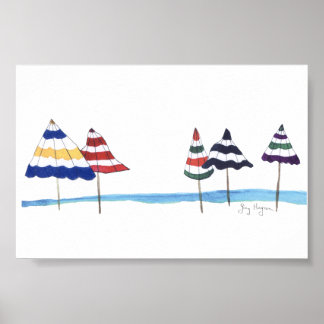 Umbrellas on the Beach Posters & Prints