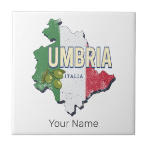 Úmbria Itália Retro Região Mapa Vintage Souvenir