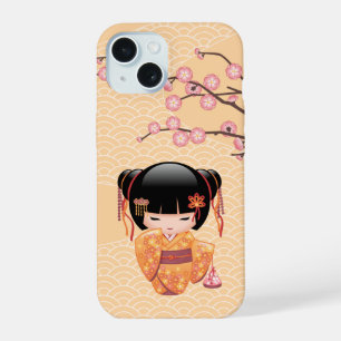 Ume Kokeshi Doll - Rapariga Peach Geisha Japonesa