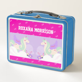 UNCORN WINGEN ROSA PINK BLUE Metal Lunchbox