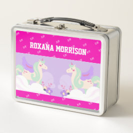 UNCORN WINGEN ROSA PINK BLUE Metal Lunchbox