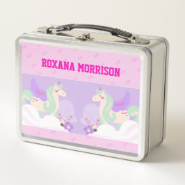 UNCORN WINGEN ROSA PINK COLORE Metal Lunchbox