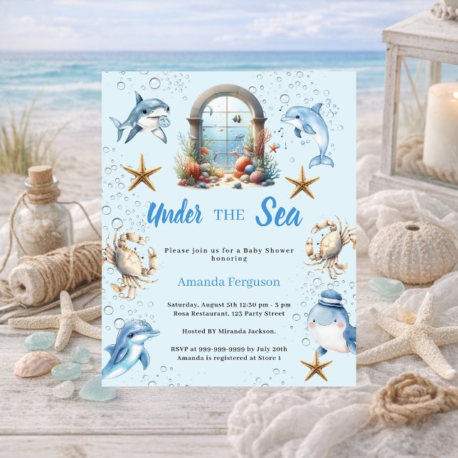 Under the sea animals boy Baby Shower invitation (Criador carregado)