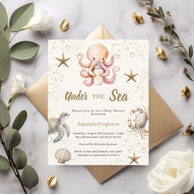 Under the sea animals girl Baby Shower invitation (Criador carregado)