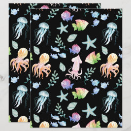 Under the Sea Scrapbook Paper in Black