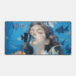 Underwater Girl & Tropical Fish Oil Painting Desk 